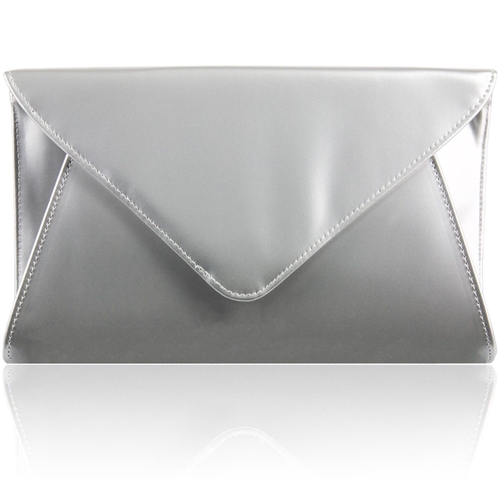 Picture of Xardi London Silver Patent Envelope Women Clutch Bag