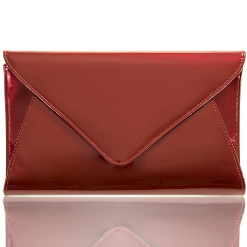 Picture of Xardi London Burgundy Patent Envelope Women Clutch Bag