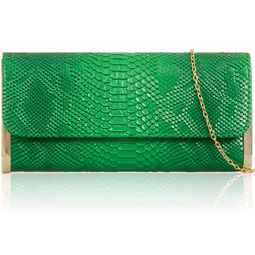 Picture of Xardi London Green Croc Women Faux Leather Evening Bag