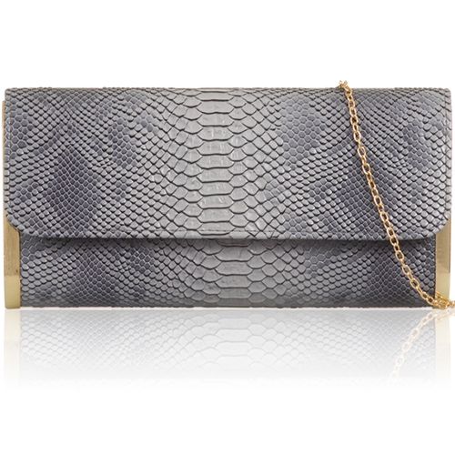 Picture of Xardi London Grey Croc Women Faux Leather Evening Bag