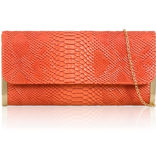 Picture of Xardi London Orange Croc Women Faux Leather Evening Bag