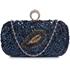 Picture of Xardi London Navy Boxy Peacock Sequinned Women Clutch Bag