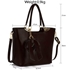 Picture of Xardi London Brown Plain Patent Embossed Bow Charm Patent Tote Bag