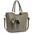 Picture of Xardi London Grey Plain Patent Embossed Bow Charm Patent Tote Bag