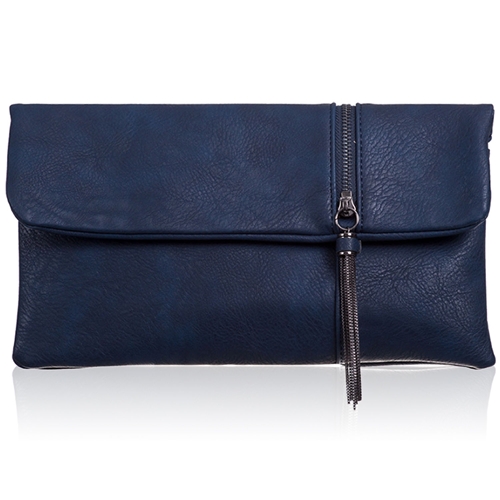 Picture of Xardi London Navy Foldable Faux Leather Clutch Bag