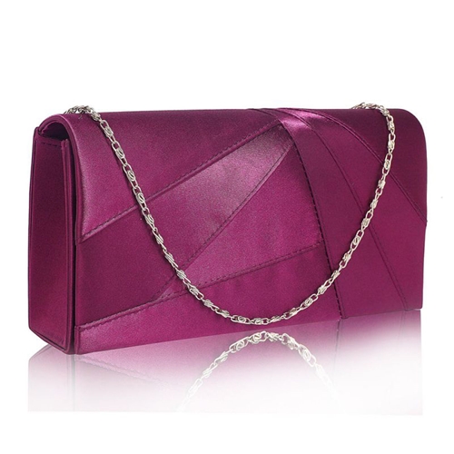 Picture of Xardi London Purple Satin Glitter Wedding Clutch Bag