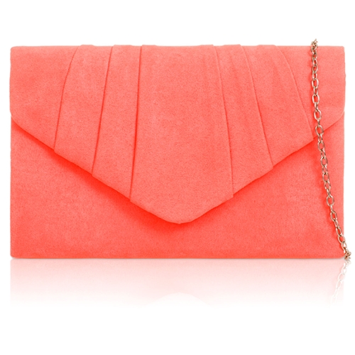 Picture of Xardi London Neon Coral Faux Suede Leather Women Clutch 