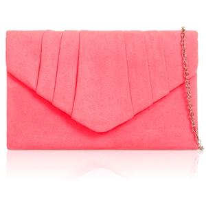 Picture of Xardi London Neon Pink Faux Suede Leather Women Clutch 