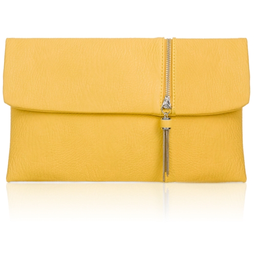 Picture of Xardi London Yellow Foldable Faux Leather Clutch Bag