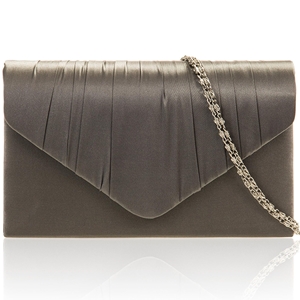Picture of Xardi London Grey New Women Pleated Satin Envelope Clutch Bridal Party Prom Ladies Evening Bags UK