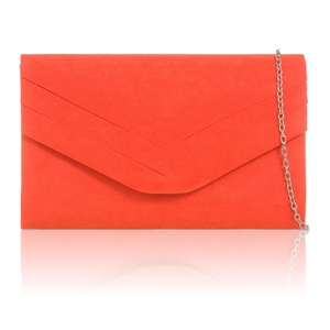 Picture of Xardi London Scarlet Envelope Shaped Faux Suede Small Clutch Bag 