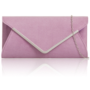 Picture of Xardi London Lilac Envelope Suedette Bar Clutch