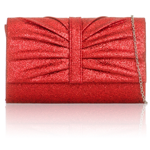 Picture of Xardi London Red Lily Glitter Shimmer Party Clutch Bag
