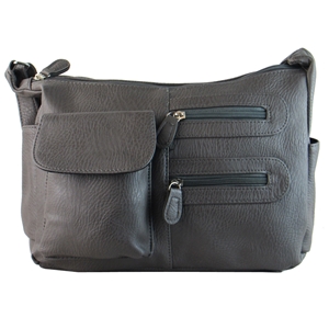 Picture of Xardi London Grey Faux Leather Satchel With Zip Compartments