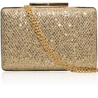 Picture of Xardi London Gold Boxy Hard Compact Glitter Bridal Clutch Bag