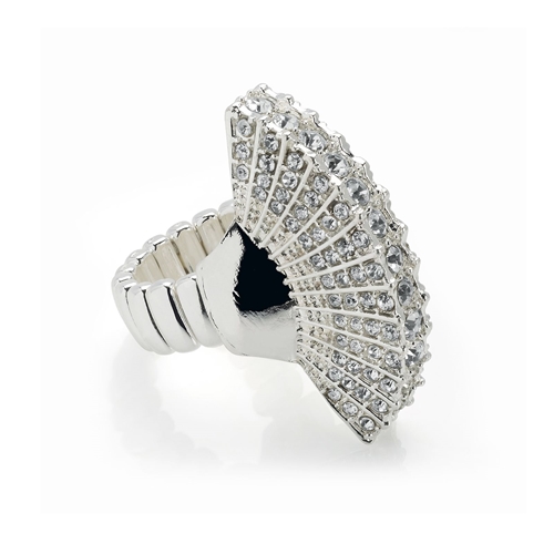 Picture of Xardi London Silver Elasticated Crystal Vintage Statement Ring