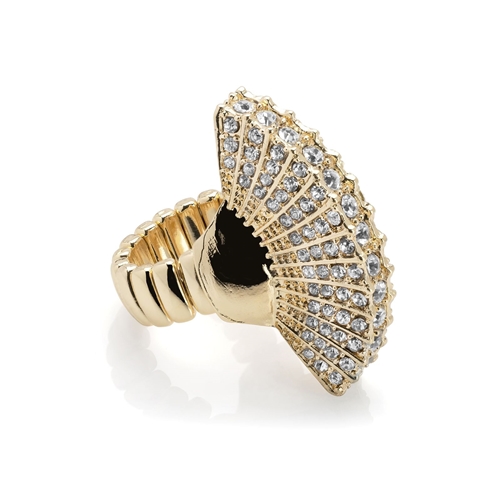 Picture of Xardi London Gold Elasticated Crystal Vintage Statement Ring