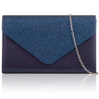 Picture of Xardi London Navy PU Leather Shimmer Glitter Envelope Clutch