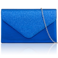 Picture of Xardi London Royal Blue PU Leather Shimmer Glitter Envelope Clutch