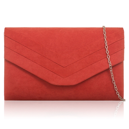 Picture of Xardi London Rust Red Envelope Shaped Faux Suede Small Clutch Bag 