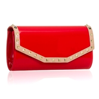 Picture of Xardi London Red Long Patent Stud Clutch for Women