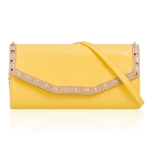 Picture of Xardi London Yellow Long Patent Stud Clutch for Women