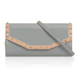 Picture of Xardi London Grey Long Patent Stud Clutch for Women