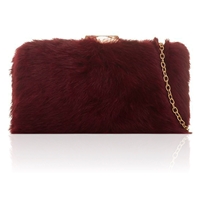 Picture of Xardi London Red Brushed Feather Designer Clutch Bag