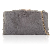Picture of Xardi London Grey Brushed Feather Designer Clutch Bag