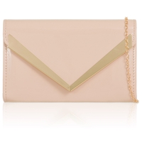 Picture of Xardi London Nude V-Bar Envelope Patent Leather Prom Clutch