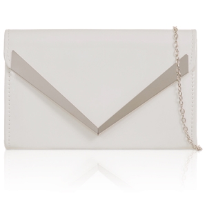 Picture of Xardi London White V-Bar Envelope Patent Leather Prom Clutch