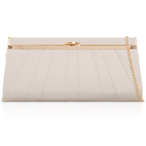 Picture of Xardi London Ivory Small Baguette Suede Clasp Prom Bag
