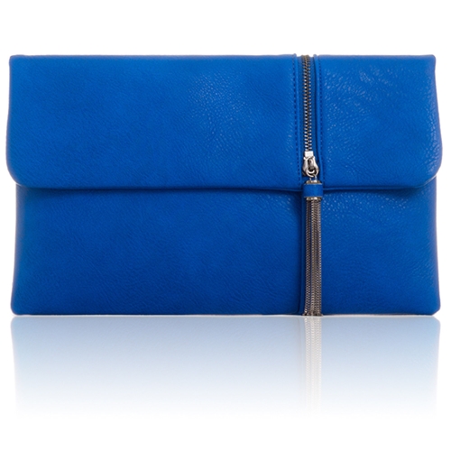 Picture of Xardi London Royal Blue Fold-Over Faux Leather Slouchy Evening Bag 