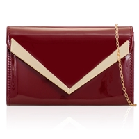 Picture of Xardi London Burgundy V-Bar Envelope Patent Leather Prom Clutch