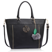 Picture of Xardi London Black Style 2 large girls college zipped shopper bag