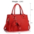 Picture of Xardi London Red Faux Leather Bow Charm Women Grab Handbag