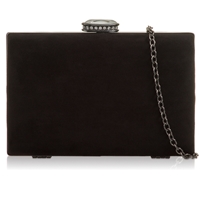 Picture of Xardi London Black Hard Compact Suede Clutch For Womens