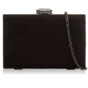 Picture of Xardi London Black Hard Compact Suede Clutch For Womens
