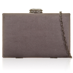 Picture of Xardi London Charcoal Hard Compact Suede Clutch For Womens