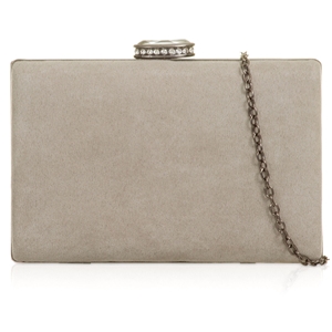 Picture of Xardi London Grey Hard Compact Suede Clutch For Womens
