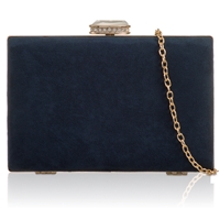 Picture of Xardi London Navy Hard Compact Suede Clutch For Womens