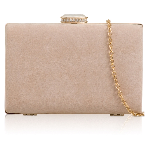 Picture of Xardi London Nude Hard Compact Suede Clutch For Womens