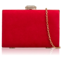 Picture of Xardi London Red Hard Compact Suede Clutch For Womens