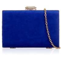 Picture of Xardi London Royal Blue Hard Compact Suede Clutch For Womens