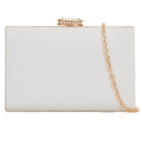 Picture of Xardi London White Hard Compact Suede Clutch For Womens