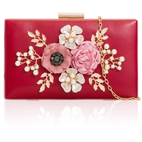 Picture of Xardi London Burgundy Style 3 3D Floral Bridal Bridesmaid Clutch Bag