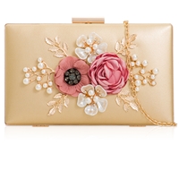 Picture of Xardi London Gold Style 3 3D Floral Bridal Bridesmaid Clutch Bag