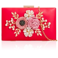 Picture of Xardi London Red Style 3 3D Floral Bridal Bridesmaid Clutch Bag