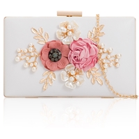 Picture of Xardi London White Style 3 3D Floral Bridal Bridesmaid Clutch Bag