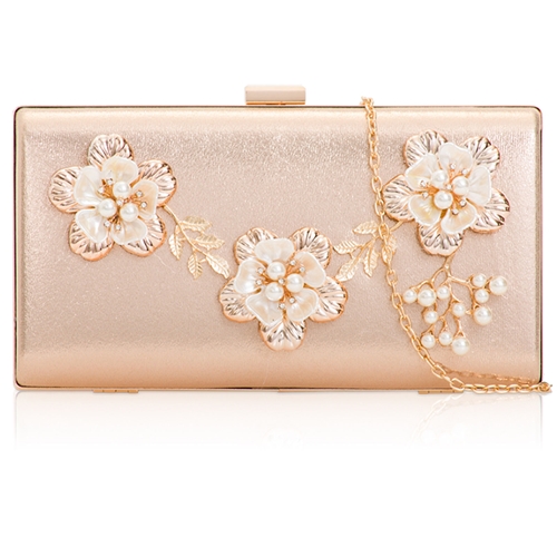 Picture of Xardi London Champagne Style 4 3D Floral Bridal Bridesmaid Clutch Bag